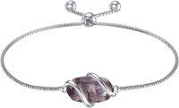 wholesale  Sterling Silver Gemstone Dainty Link Bracelet for Women -A-Amethyst-February