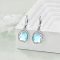wholesale 925 Sterling Silver Blue Moonstone Lily of the Valley Filigree Teardrop Dangle Leverback Earrings-0-4