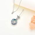 wholesale 925 Sterling Silver Blue Crystal Zodiac Pendant with Funnel and Chain-0-5