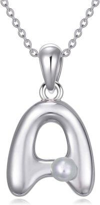 wholesale 925 Sterling Silver Pearl Dainty Initial Necklace for Women-A