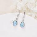 wholesale 925 Sterling Silver Blue Larimar Teardrop Infinity Dangle Drop Earrings for Women Girls  4cm Long-0-4
