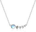 wholesale 925 Sterling Silver Moonstone Crescent Moon Necklace with Celtic Knot Design-0-0