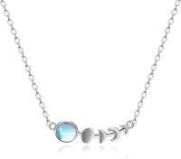 wholesale 925 Sterling Silver Moonstone Crescent Moon Necklace with Celtic Knot Design-Moon phase 16+2\"