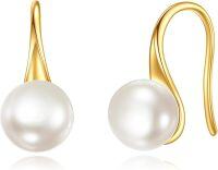 wholesale 14K Gold Pearl Dangle Earring for Women Girls Elegant Fashion s Accessories -Pearl