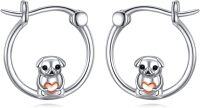 wholesale 925 Sterling Silver Dog Heart Charm Hoop Earrings - Adorable Gifts for Women & Girls-Pug