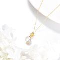 wholesale 14K Gold White Pearl Pendant Necklace with Cubic Zirconia Chain for Women Elegant Fine s-0-3
