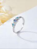 wholesale TOUPOP Sea Turtle Ring Blue Opal 925 Silver Rings For Women Sterling Silver Ocean Rings Jewelry Gift For Mother Christmas -0-1