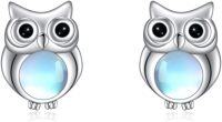 wholesale 925 Sterling Silver Blue Moonstone Owl Stud Earrings for Women Girls  4g-Owl Moonstone
