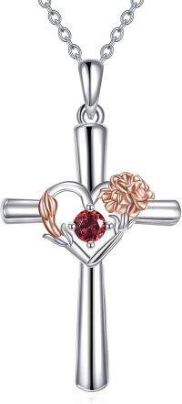 wholesale 925 Sterling Silver Birthstone Flower Necklace Christian Valentine s Birthday Gifts for Women ( )-Jan