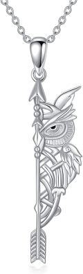 wholesale 925 Sterling Silver Celtic Owl Arrow Pendant Necklace Norse Mythology Jewelry for Women Men Gifts-0-0