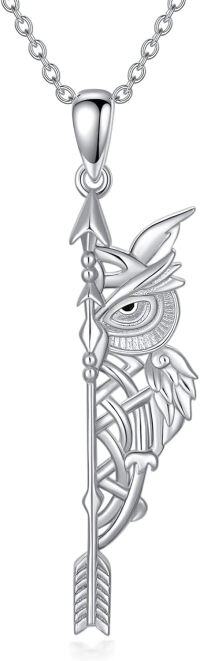 wholesale 925 Sterling Silver Celtic Owl Arrow Pendant Necklace Norse Mythology Jewelry for Women Men Gifts-Owl