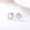 wholesale 14K Gold Heart Shape Cubic Zirconia Stud Earrings for Women Gifts for Mom Girls Wife-0-2