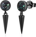 wholesale 925 Sterling Silver Black Spike Dangle Drop Earrings with Turquoise and Abalone Shell-0-0