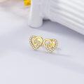 wholesale 14K Gold Crystal Heart Stud Earrings for Women Gift Ideas-0-2