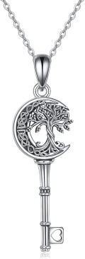 wholesale 925 Sterling Silver 925 Key & Tree Of Life Pendant Necklace Celtic Knot Design-0-0