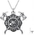 wholesale 925 Sterling Silver Crossed Axes Fire Department Necklace Pendant - Mens & Womens Firefighter Jewelry-0-0