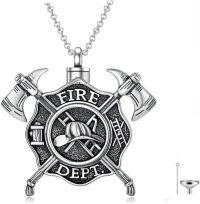 wholesale 925 Sterling Silver Crossed Axes Fire Department Necklace Pendant - Mens & Womens Firefighter Jewelry-Style 8-urn necklace