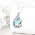 wholesale 925 Sterling Silver Moonstone Cat Pendant Necklace with Flowers and Leaves Design-0-3