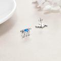 wholesale 925 Sterling Silver Winged Dragon Blue Opal Stud Earrings White Gold Plated-0-4