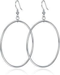 wholesale Gold Sterling Silver Rose Gold Plated Large Hoop Drop Earrings 40 mm-70mm silver