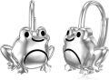wholesale 925 Sterling Silver Hypoallergenic Frog Leverback Hoop Earrings for Women-0-0