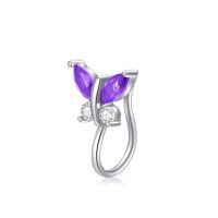wholesale 925 Sterling Silver Blue Butterfly Earring With Clear Stones-Purple