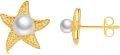 wholesale Gold Starfish Pearl Stud Earrings - 925 Sterling Silver Minimalist Ocean Inspired Jewellery for Women Girls Gifts 4mm AAA+ Quality Sea Life Theme Fashion-0-0