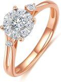 wholesale TOUPOP 1ct Rose Gold Moissanite Rings 925 Sterling Silver Moissanite Engagement Wedding Ring For Women D Color Vvs1 Diamond Promise Rings Anniversary Valentine's Day Gifts For Wife Girlfriend Bride -0-0