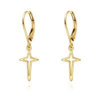 wholesale 14K Gold Star Drop Dangle Leverback Earrings with Diamonds for Women Christian s-star cross earrings