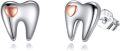wholesale 925 Sterling Silver Heart Tooth Stud Earrings - Dental Jewelry for Women & Girls-0-0