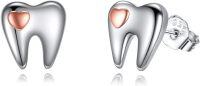 wholesale 925 Sterling Silver Heart Tooth Stud Earrings - Dental Jewelry for Women & Girls-tooth earrings