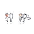 wholesale 925 Sterling Silver Heart Tooth Stud Earrings - Dental Jewelry for Women & Girls-0-0