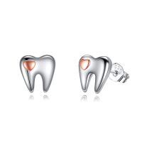 wholesale 925 Sterling Silver Heart Tooth Stud Earrings - Dental Jewelry for Women & Girls-tooth earrings
