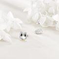 wholesale 925 Sterling Silver Owl Stud Earrings with Black Eyes and Gold Beak-0-2