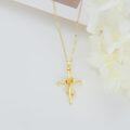 wholesale 14K Gold Rose Cross Necklace - 12 Months Pendant s for Her-0-3