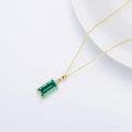 wholesale 14K Gold Emerald Pendant with Diamond Accent Chain - 32cm Length (Including Extender)-0-4