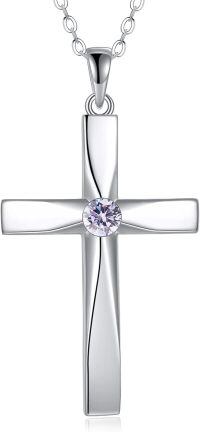 wholesale 925 Sterling Silver Birthstone Origami Cross Pendant Necklace-June