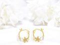 wholesale 14K Gold Pearl Daisy Flower Hoop Earrings for Women-0-2