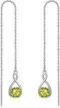 wholesale 925 Sterling Silver Birthstone Threader Earrings Infinity Long Chain Drop Pull Through 12 Stone Birthday Jewelry Gifts for Women-0-60