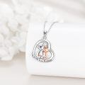 wholesale 925 Sterling Silver Mom Rose Flower Heart Pendant Necklace Cubic Zirconia Two Tone Plated-0-3