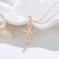 wholesale 14K Rose Gold Celtic Knot Cross Pendant Necklace for Women with Chain - Length: 37cm (Adjustable)-0-3
