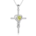 TOUPOP White Gold S925 Peridot Cross Infinity Pendant Necklace-0-0