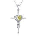 TOUPOP White Gold S925 Peridot Cross Infinity Pendant Necklace-0-0
