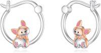 wholesale 925 Sterling Silver Cartoon Bunny Hoop Earrings Gift for Women-Corgi