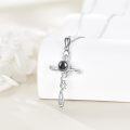 wholesale 925 Sterling Silver & Projection Stone Christian Faith Crucifix Necklace with Engraved Chapter, Gift Box-0-4