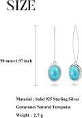 wholesale 925 Sterling Silver Oval Genuine Turquoise Drop Earrings for Women-0-5