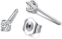 wholesale Sterling Silver Natural Diamond Mini Bar Lightning Triangle Butterfly Stud Earrings for Women-2.5 mm diamond