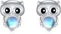 wholesale 925 Sterling Silver Blue Moonstone Owl Stud Earrings-0-0