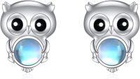 wholesale 925 Sterling Silver Blue Moonstone Owl Stud Earrings-Stud