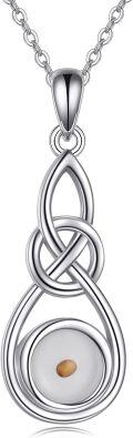 wholesale 925 Sterling Silver Mustard Seed Celtic Knot Infinity Pendant Necklace for Women Girls Faith  45cm Chain Length-0-0